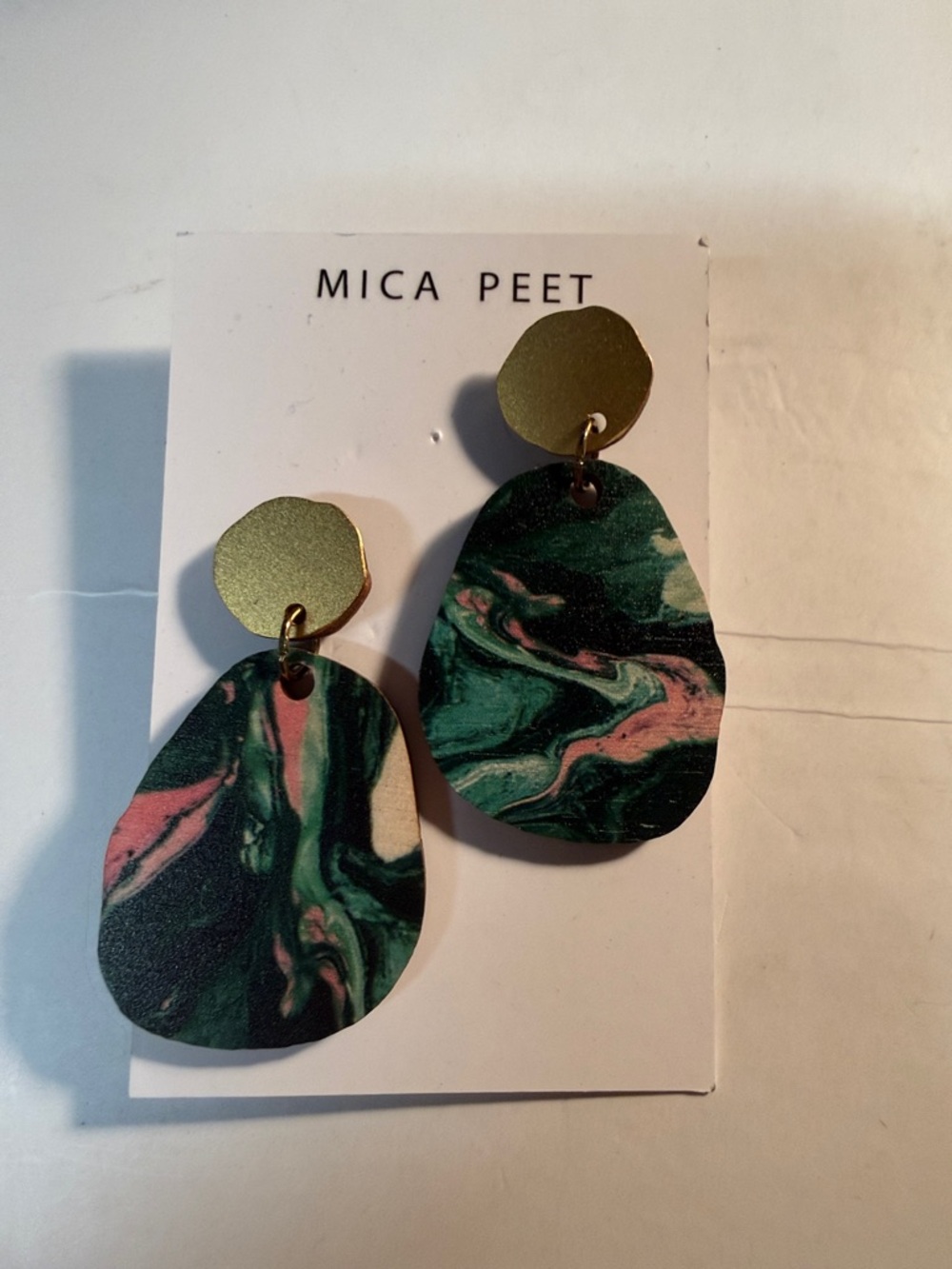 Mica Peet Marble Drop Earrings - Green & Pink
